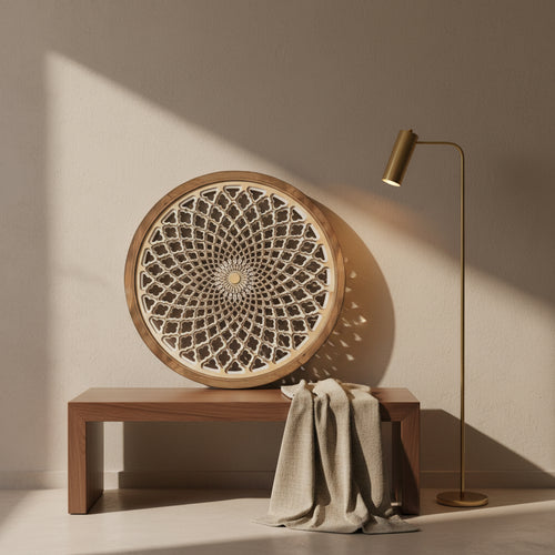 Large Round Wood Wall Art Frame - Natural & White Luxury Co