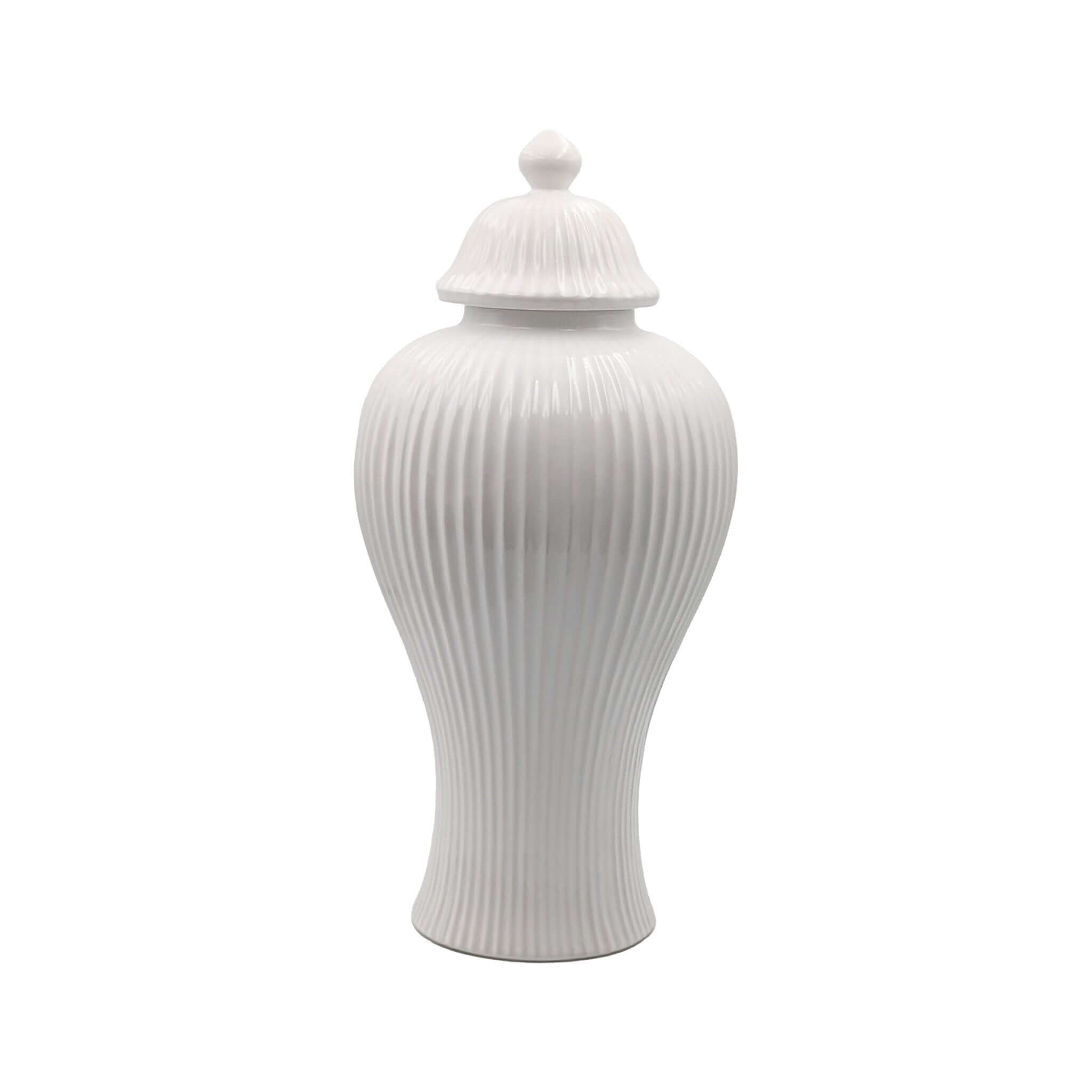 41cm White Ceramic Ginger Jar | Hamptons Style Vase