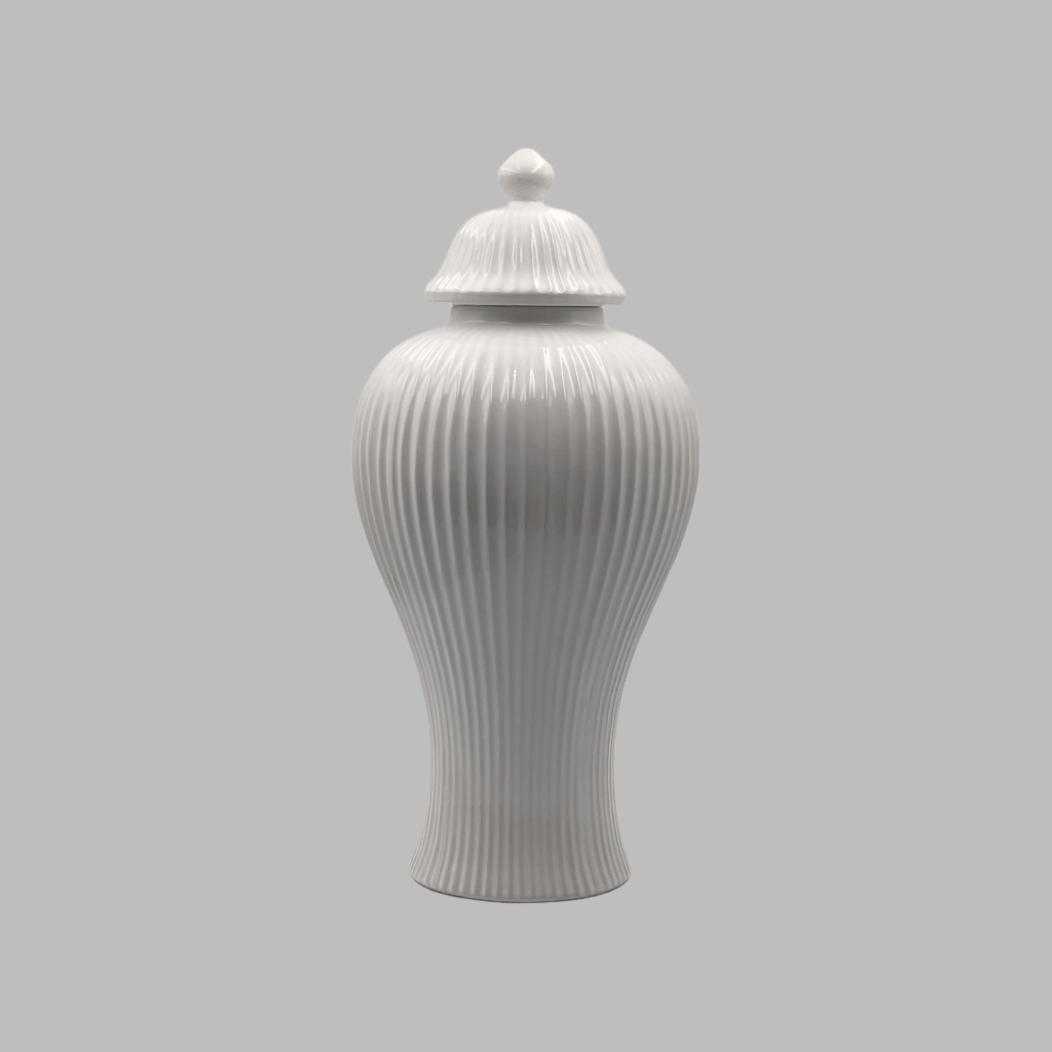 41cm White Ceramic Ginger Jar | Hamptons Style Vase