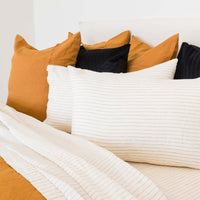 Linen Ginger Pinstripe Cover Bed Set - King & Queen Luxury Co