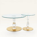 Acrylic Nesting Coffee Tables Set - Gold Base