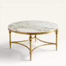 Classic Round Marble Coffee Table - Gold 90cm