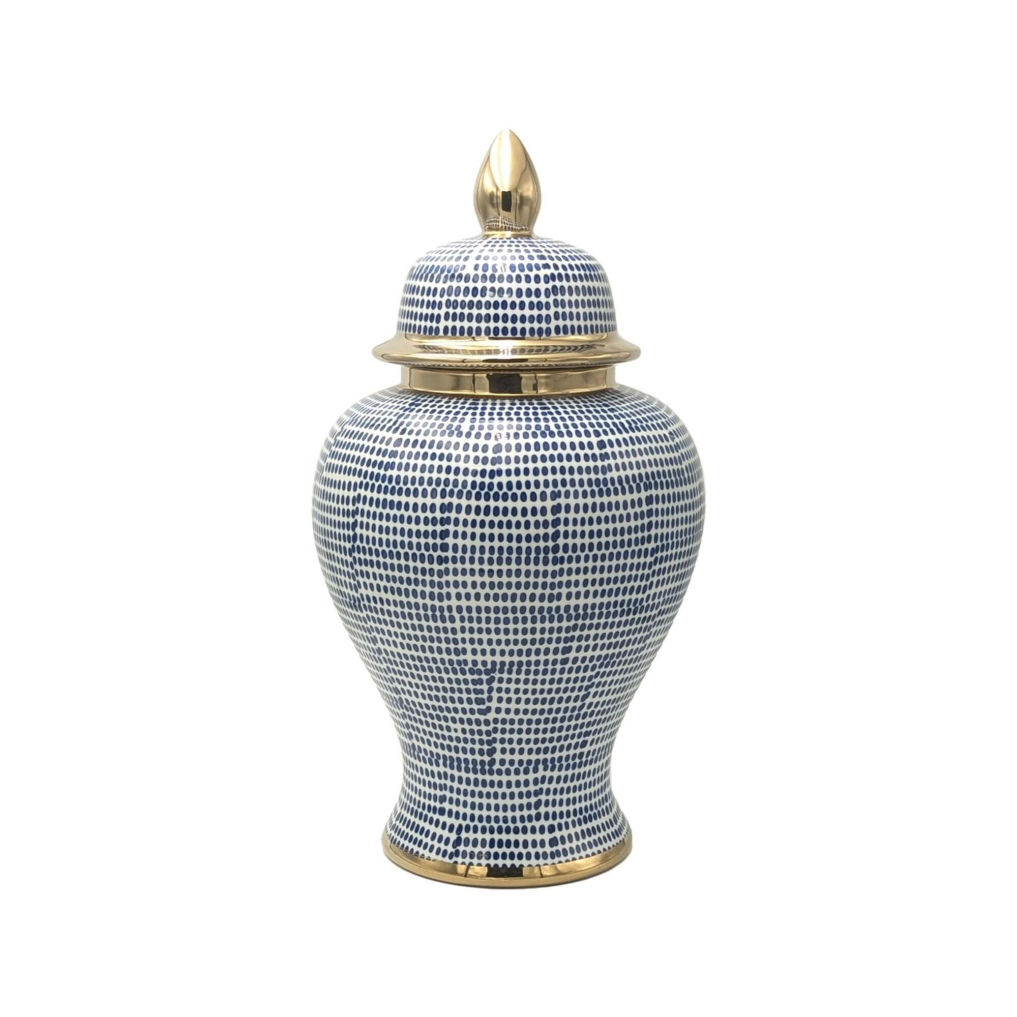 Lux Temple Jar With Lid Blue/Gold Luxury Co