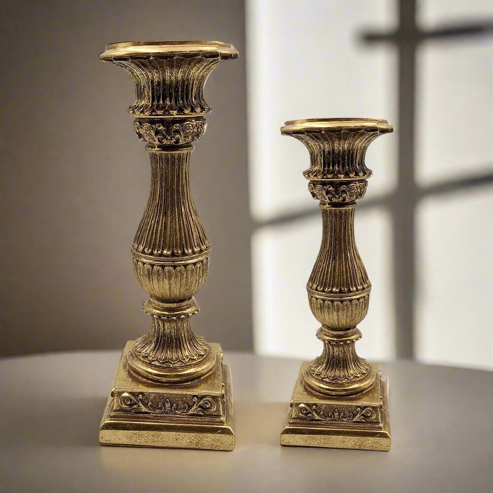 Luxury Gold Roman Candle Holders Set