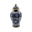 Luxury Navy Blue Floral Temple Jar with Lid Luxury Co