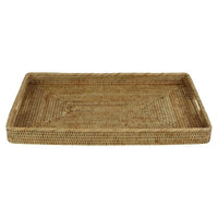 Mandalay Small Rectangle Rattan Tray Natural Finish Luxury Co