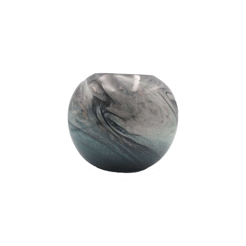 Elegant Grey Marble Effect Glass Vase 28cmLuxury Coglass Vase