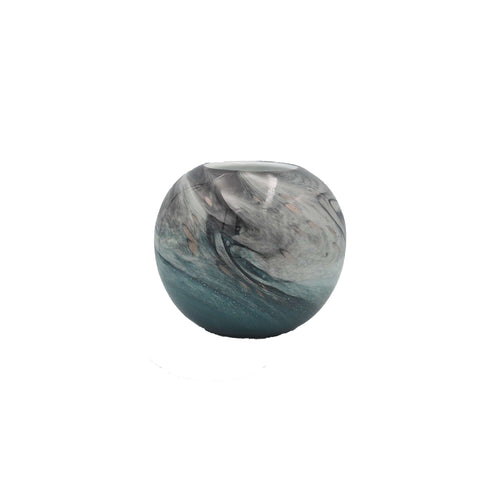 Elegant Grey Marble Effect Glass Vase 28cmLuxury Coglass Vase