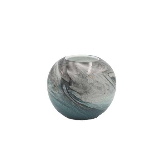 Elegant Grey Marble Effect Glass Vase 28cmLuxury Coglass Vase