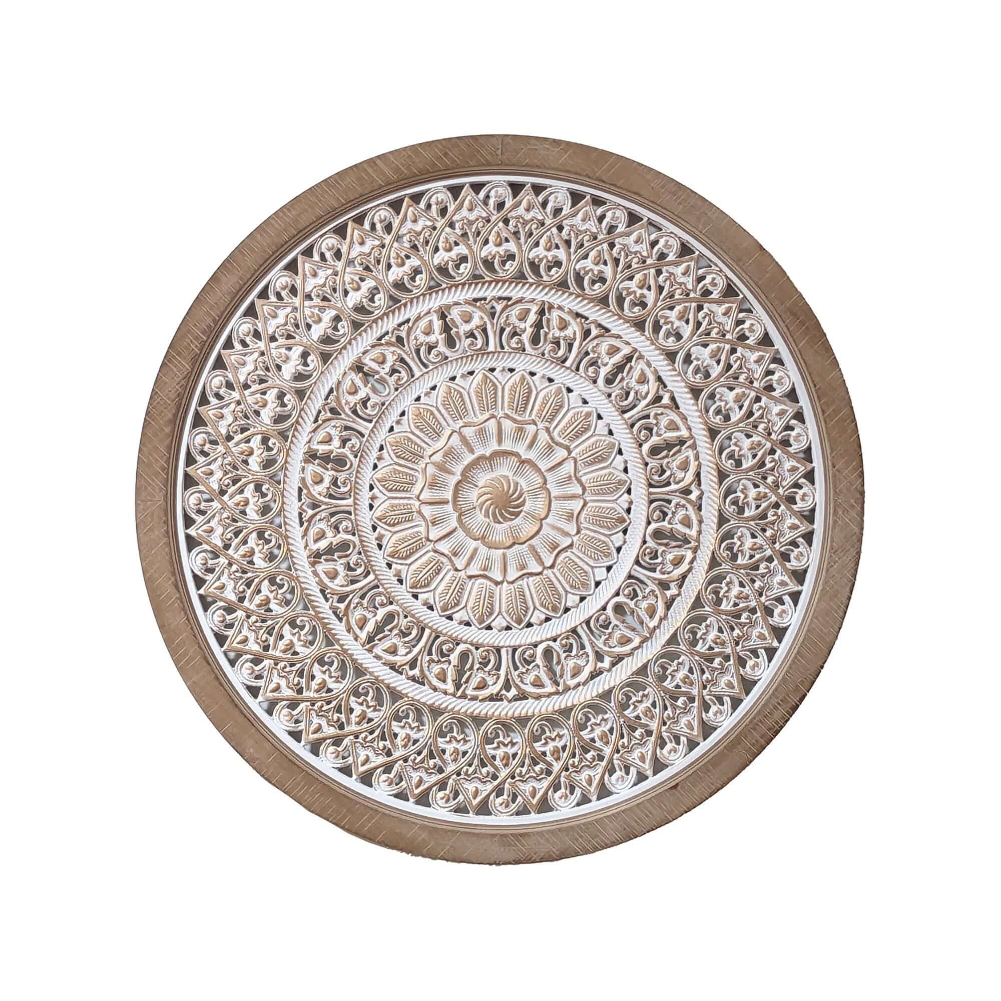 Mehndi Handcrafted Wood Wall Art Round Frame