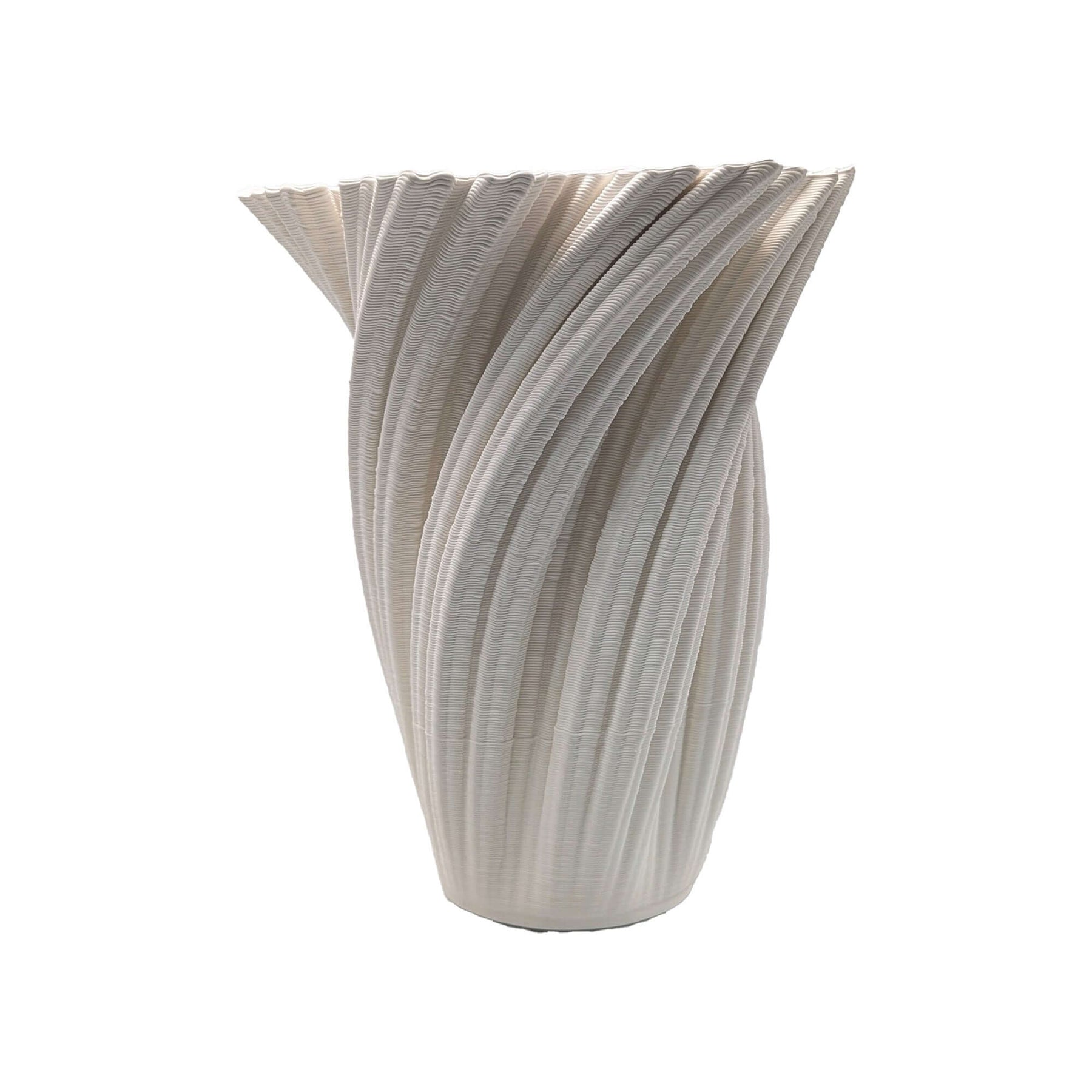 Milly 3D Porcelain Vase Printed Flower Vase – White Sculptural, 29cm