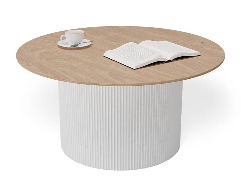 Mimi Round Coffee Table Natural - White 80cm