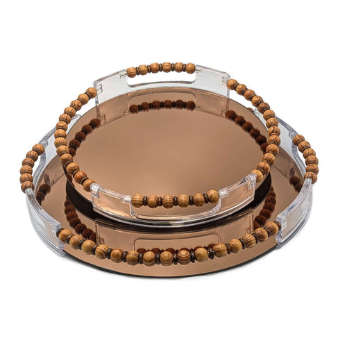 Modern Round Mirror Serving Tray Set Luxury Co