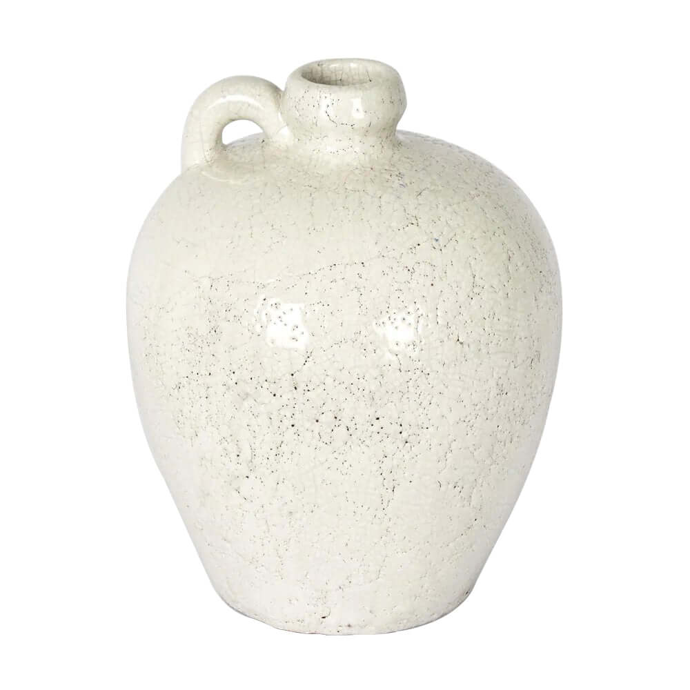 Nava Round White Terracotta Decorative Jug Accent