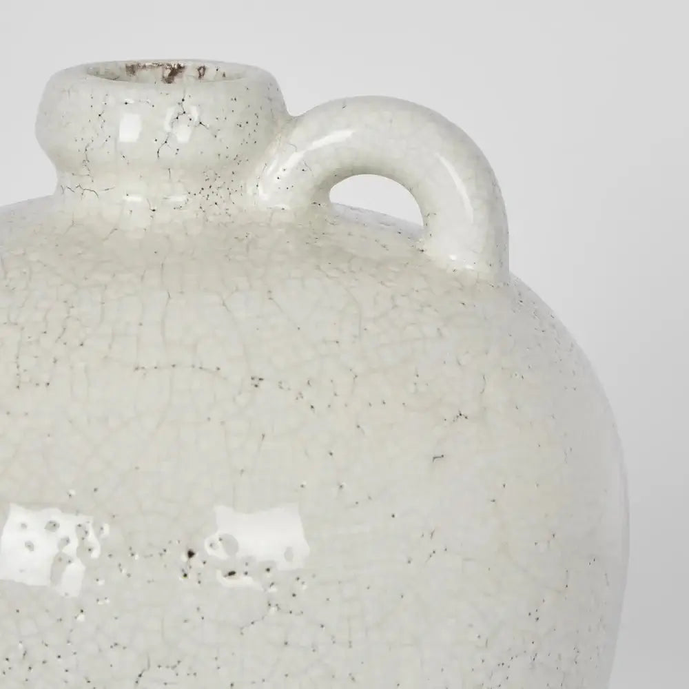 Nava Round White Terracotta Decorative Jug Accent