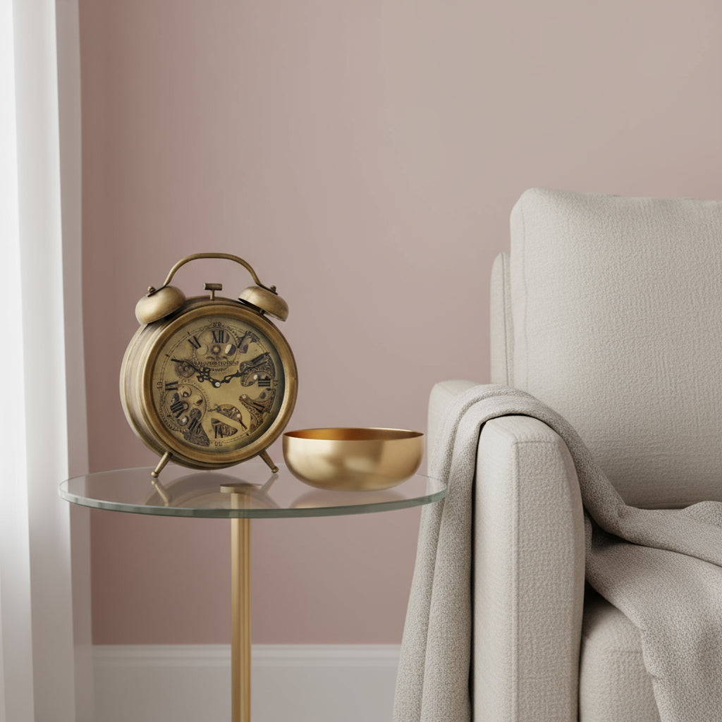 Newton Bell Clock Exposed Gear Movement Bedside Clock - Copper