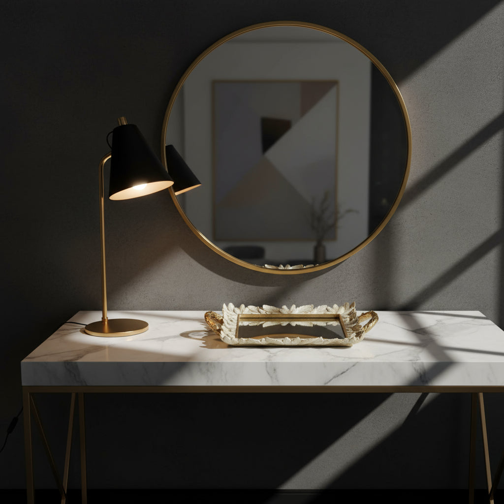 Nordic Mirror Tray Vintage Rectangle Golden Mirror Tray