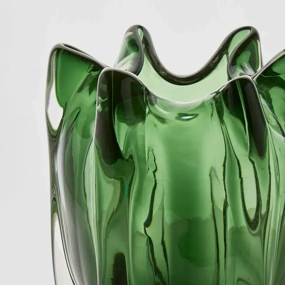 Noria Small Green Glass Bud Vase - Artisan Blown Radiant Hue