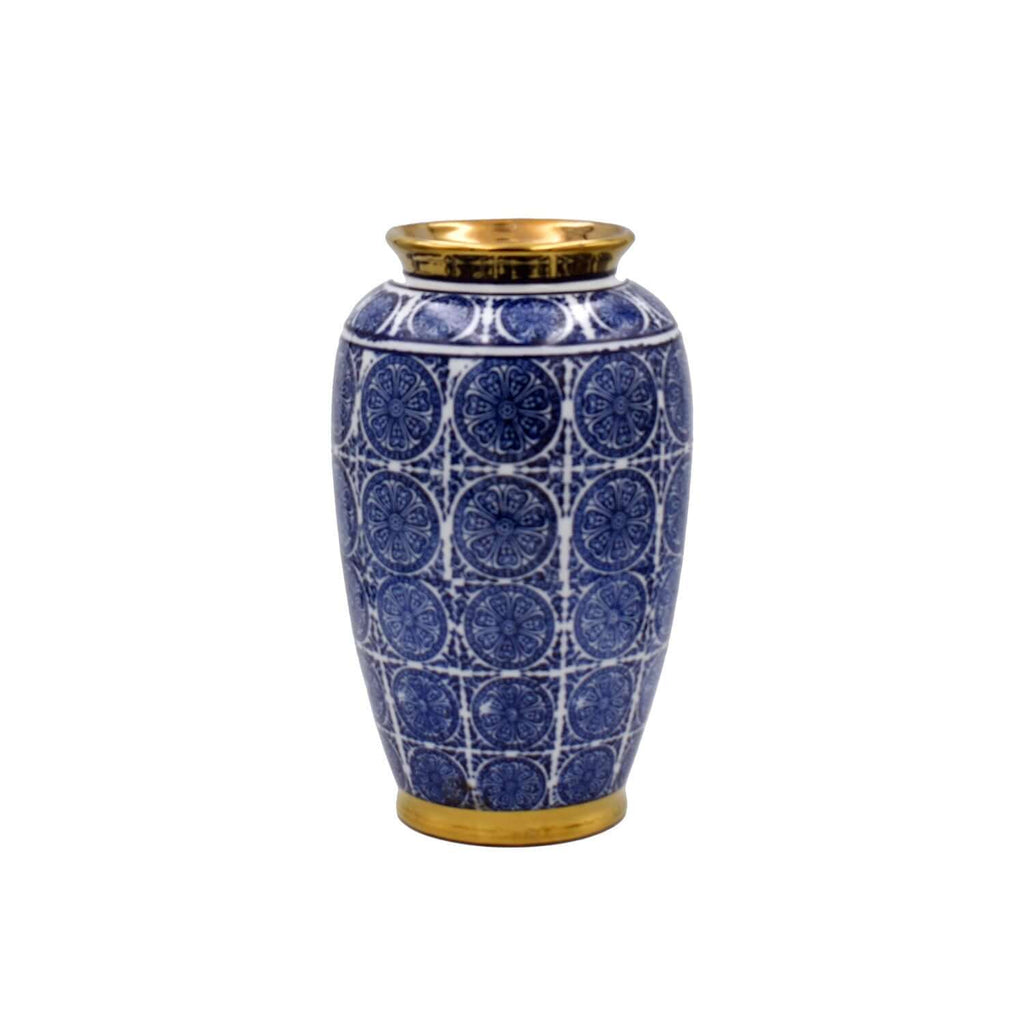 Oriental Ceramic Vase – Gold & Midnight Blue, 39cm