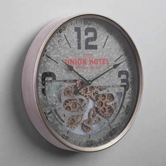 Paris Union Hotel Wall Clock Gear Moving 60cm