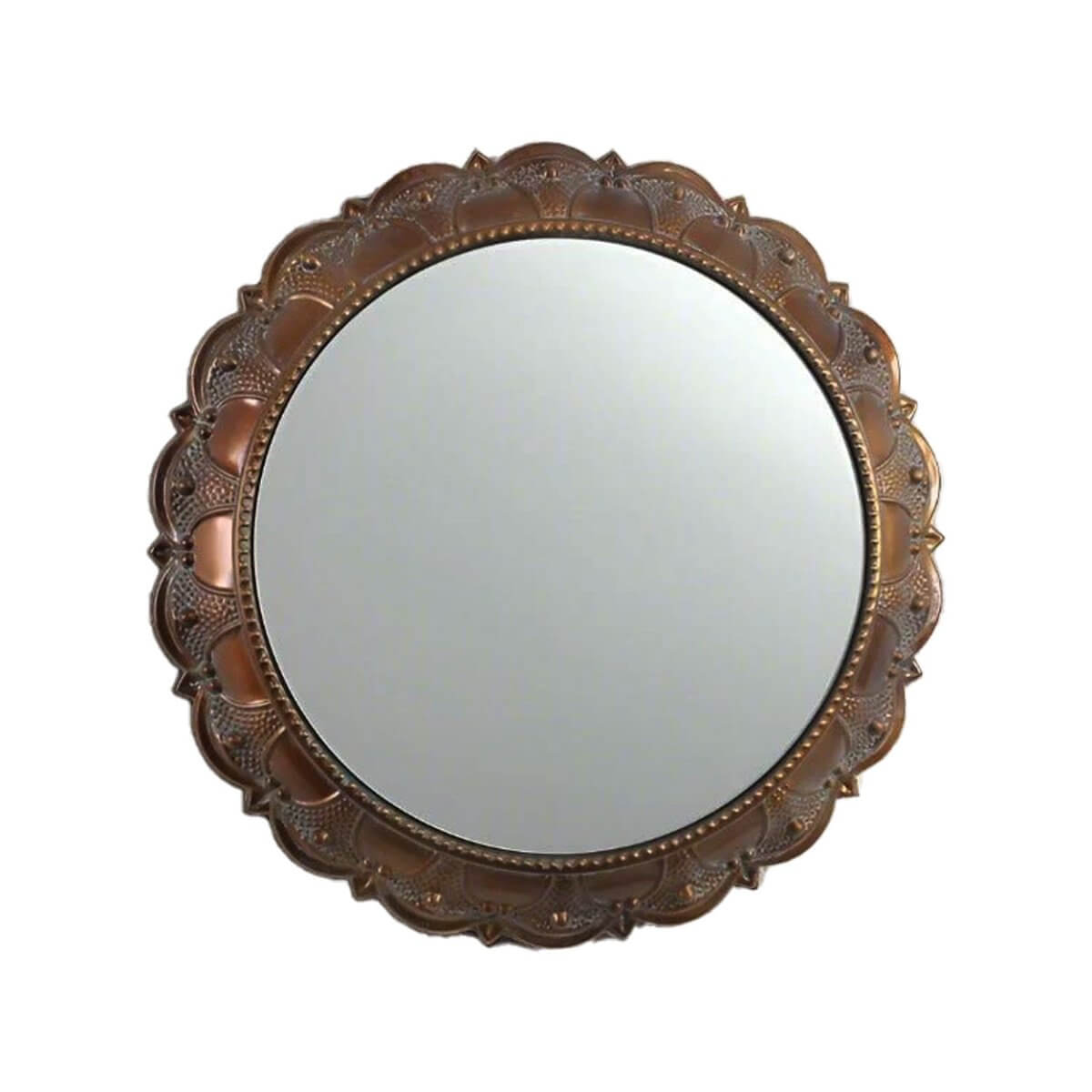 Persian Ornate Round Mirror Copper Brown 40cm Luxury Co