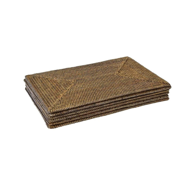 Antique Brown Rattan Rectangular Placemats