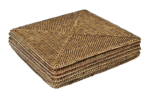 Plantation Square Rattan Placemats Set Luxury Co