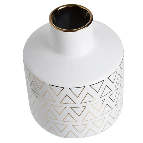 Ceramic Vase in White & Gold – Modern Minimalist Accent, 20cmElevate your home with this stylish Ceramic Vase in White & Gold, featuring premium ceramic design with polished gold accents for a modern touch.