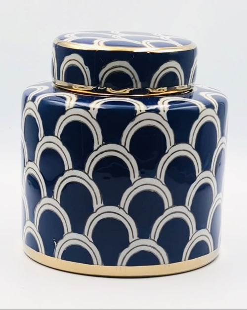 Navy & Gold Matisse Ceramic Ginger Jar Luxury Co