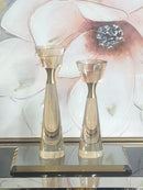 Luxury Crystal and Bronze Candle Holder Set