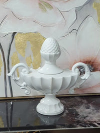 Decorative Lidded Urn Nera White Gloss Decorative Lidded Urn