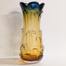 Murano Style Amber Blue Glass Vase - 35cm