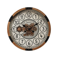 Round Bloomfield Wooden Moving Gear Wall Clock Luxury Co