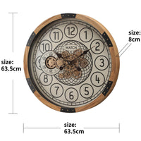 Round Bloomfield Wooden Moving Gear Wall Clock Luxury Co