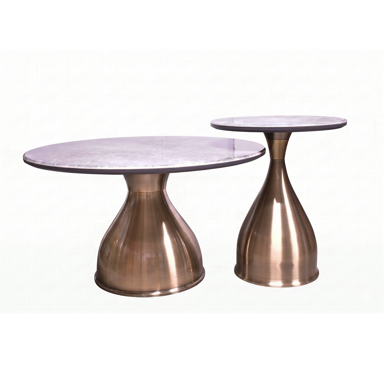 The Aurelia Round Faux Green Marble Coffee Table Set