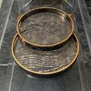 Zebra Glass Serving Trays Round Tray Set with Wood Handles