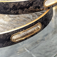 Zebra Glass Serving Trays Round Tray Set with Wood Handles