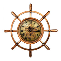Large round ship wheel clock 65cm rose gold copper finish Australia