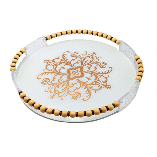 Round Serving Tray With Handles Set - Pack of 2 Luxury Co