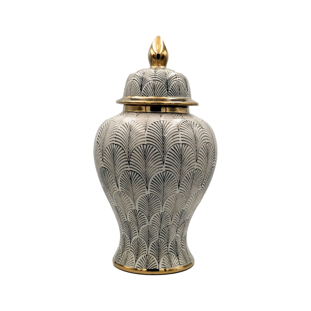Black White Gold Ginger Jar – Modern Art Deco Statement