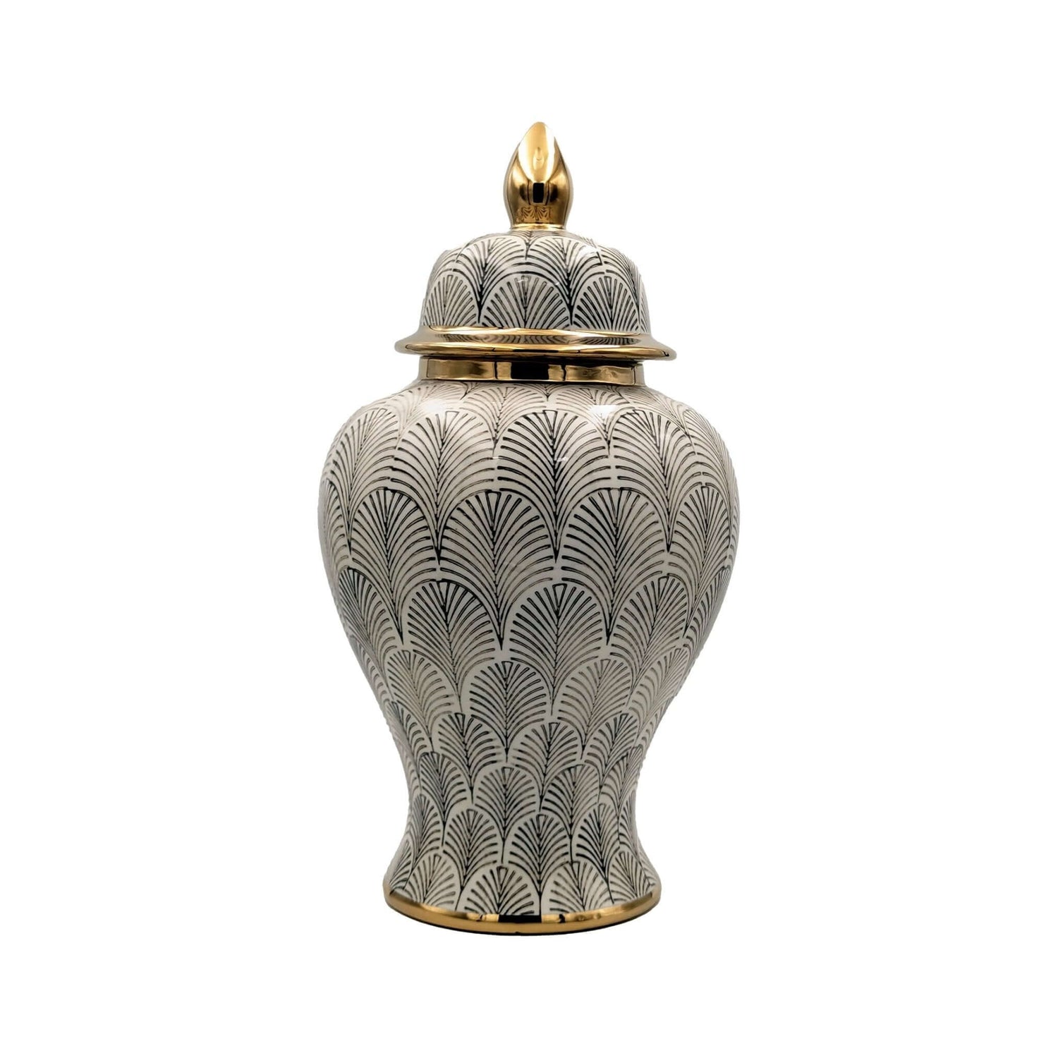 Black White Gold Ginger Jar – Modern Art Deco Statement