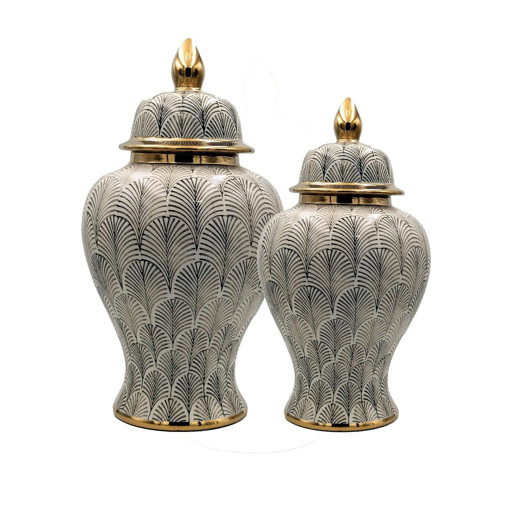 Monochrome Royal Ginger Jar Set Ceramic Duo