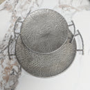 Textured Silver Metal Round Serving Trays