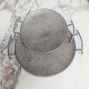 Textured Silver Metal Round Serving Trays - Set of 2