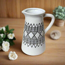Sahara Painted Ceramic Jug White & Black 25cm Luxury Co