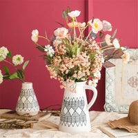 Sahara Painted Ceramic Jug White & Black 25cm Luxury Co