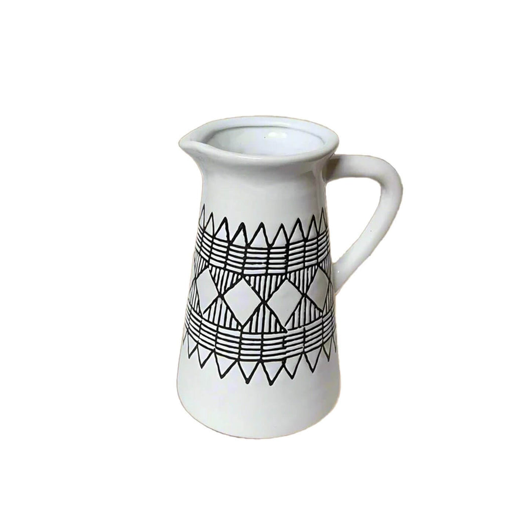 Sahara Painted Jug B&W Ceramic Rustic Style