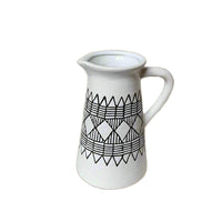 Sahara Painted Ceramic Jug White & Black 25cm Luxury Co
