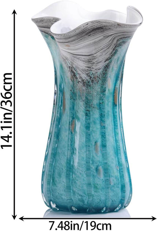 Seashell Marble Effect Porcelain Vase – Sculptural, 36cmTransform your home with a 36cm vase blending coastal charm and elegance. Available in Blue, Grey, Gold & Black.