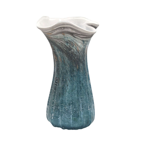 Seashell Marble Effect Porcelain Vase – Sculptural, 36cmTransform your home with a 36cm vase blending coastal charm and elegance. Available in Blue, Grey, Gold & Black.